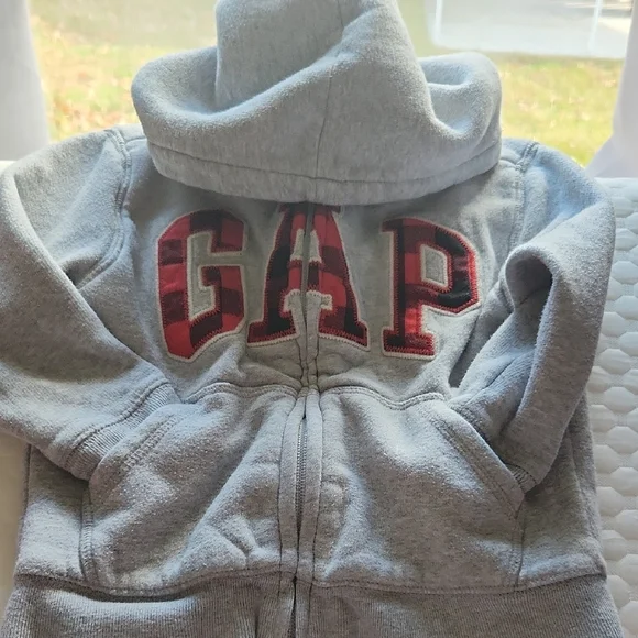 3/$10 Baby GAP Hoodie with Plaid Logo|Sherpa Lining - Picture 7 of 10